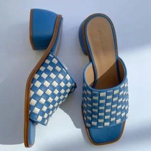 Paloma Wool Blue & White Chess Sandal size 8 (37 - these run big) PREOWNED